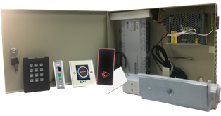 Two Door Access Controller System Kit w/ Power Supply, Metal Box, Readers, Exit Buttons and MAG Locks