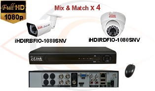 CCTV HD Security Camera System Tribrid 1080p Standalone 4 Port DVR w/ 1080p HD Coax Cameras