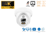 4K 8MP Turret IP Indoor/Outdoor Human/Vehicle Detect/Line Crossing Infrared Dome Security Camera with 2.8mm Fixed Lens