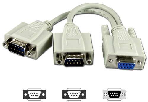 DB9 Serial Y Cable, 2 Male To 1 Female