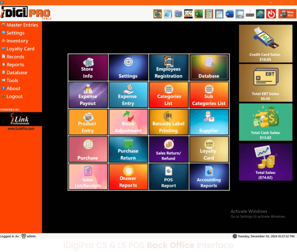 iDiGiPro CS & LS back office interface