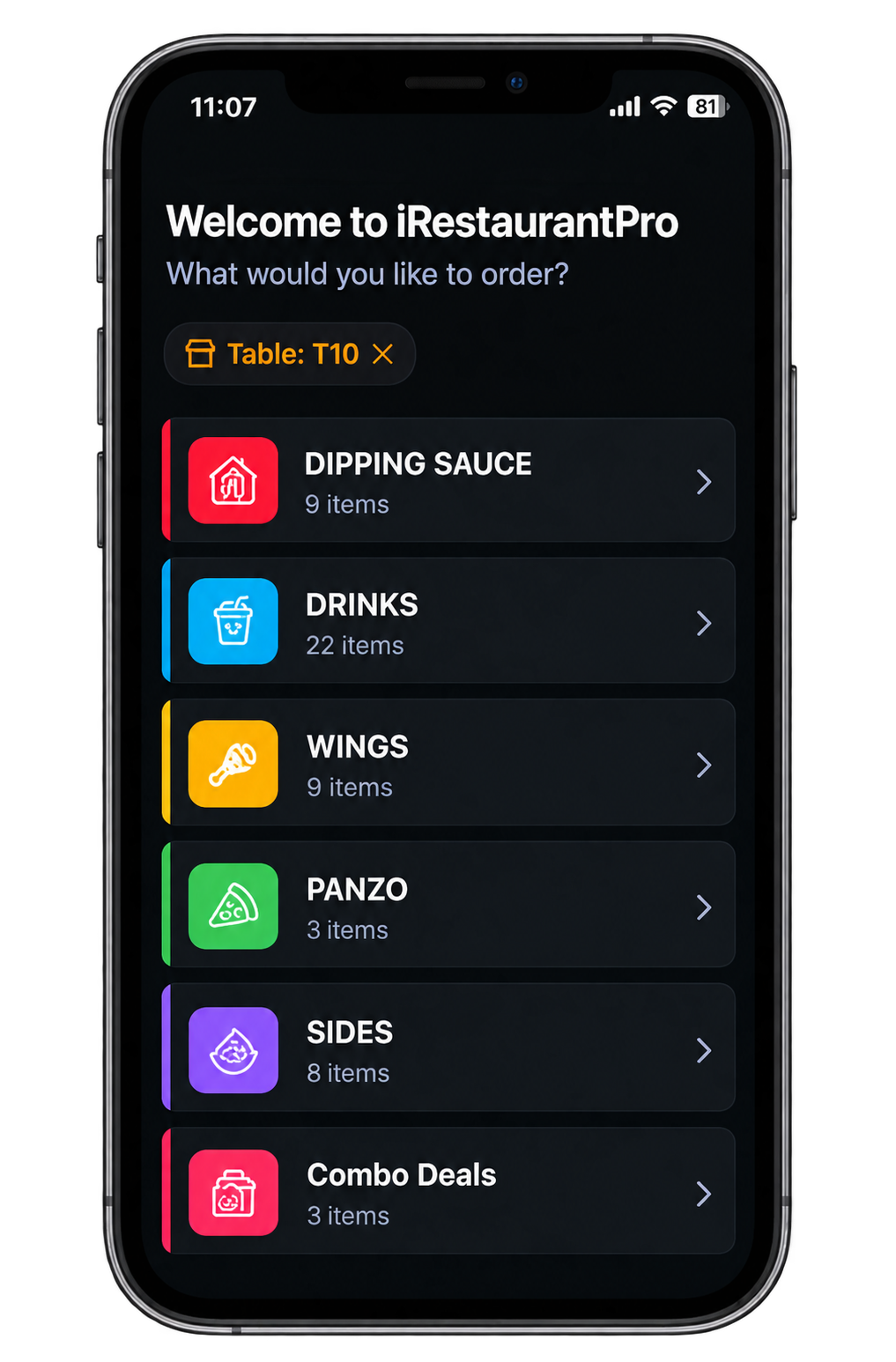 iRestaurantPro mobile ordering app