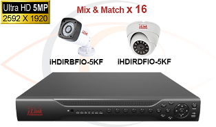 CCTV HD Security Camera System 6-in-1 5MP Standalone 16 Port DVR w/ 5MP HD Coax Cameras