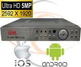 HD Security Camera DVR/NVR 5-in-1 (AHD +TVI+CVI+CVBS / 2000 + TVL Coax+Network Analog/IP) 5MP Standalone 4 Port