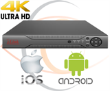 HD 4K Security Camera DVR/NVR 5-in-1 (AHD +TVI+CVI+CVBS / 2000 + TVL Coax+Network Analog/IP) 8MP Standalone 8 Port