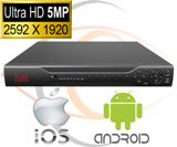 HD Security Camera DVR/NVR 6-in-1 (XVI+AHD+TVI+CVI+CVBS / 2000 + TVL Coax+Network Analog/IP) 5MP Standalone 8 Port