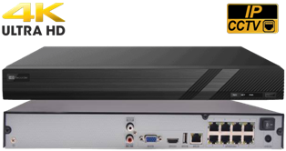 8 Port 4K 8MP Network Video Recorder built in PoE with Support for POS and VCA